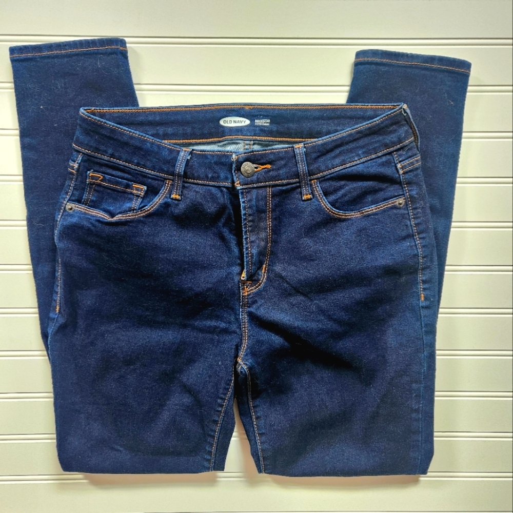 Old Navy Dark Denim Rockstar Super Skinny Jeans, size 8 short